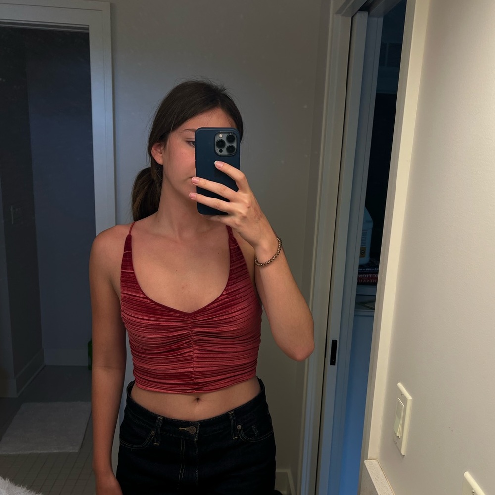Urban Outfitters Red Velvet Crop Top; size S